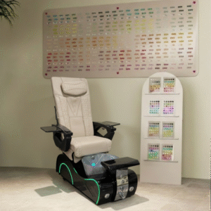 New Wave Black Base Pedicure Chair with Grey Bowl for Modern Salons