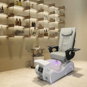 New Wave White Base Pedicure Chair for Modern Minimal Salons and Spas