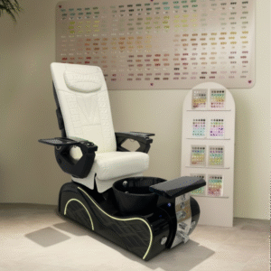 New Wave Black Base Pedicure Chair with White Seat for Modern Interiors